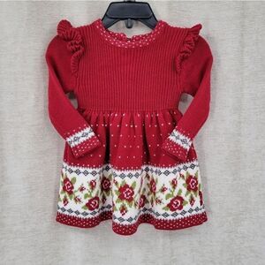 MAX Studio Baby Red Knit Dress with Ruffled shoulder 3-6mo